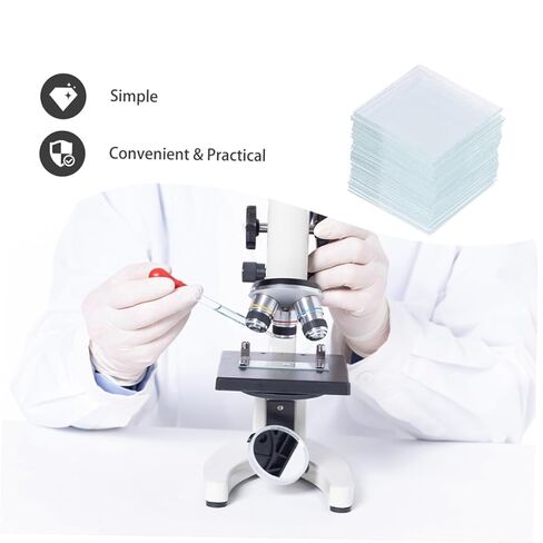 SAFIGLE 500 قطعة من شرائح المجهر ونظارات غطاء مربعة وغطاء زجاجي شفاف زلات لإعداد العينات المختبرية المتوافقة مع المجاهر المركبة والستيريو in Kuwait