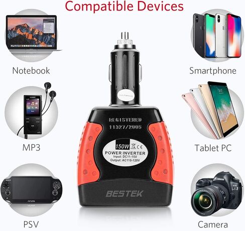Bestek 150W Car Power Inverter ، شاحن السيارات DC 12V إلى 110 فولت AC Converter PD 30W QC 3.0 18W USB Charger Car Charger Adapter Power Power Power to Car in Saudi Arabia