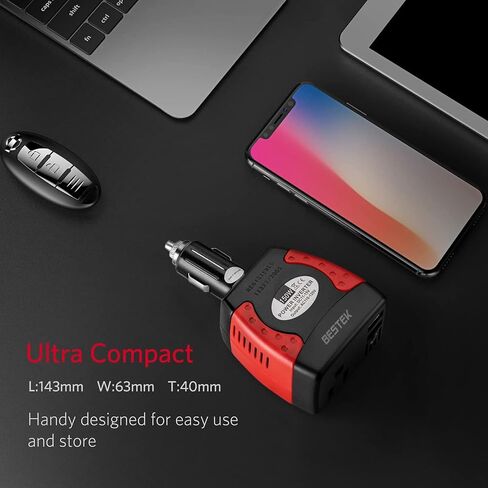 Bestek 150W Car Power Inverter ، شاحن السيارات DC 12V إلى 110 فولت AC Converter PD 30W QC 3.0 18W USB Charger Car Charger Adapter Power Power Power to Car in Saudi Arabia