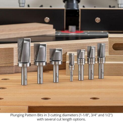 Plunging Template Router Bit, 1/2" SH, 3/4" CL, 3/4" CD, 2-Flute, Carbide Tipped Plunge Bit for Template + Mortising + Dados + Rabbets, USA-Made US520707PLT in Saudi Arabia