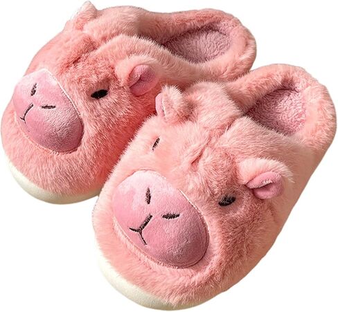 Animal Slippers for Women, Cute Adult House Slipper with Dog Shark Sheep Capybara, Fluffy Winter Cartoon Home Shoes with Memory Foam, Fuzzy Plush Bedroom Slides, Warm Soft PVC Sole in Kuwait