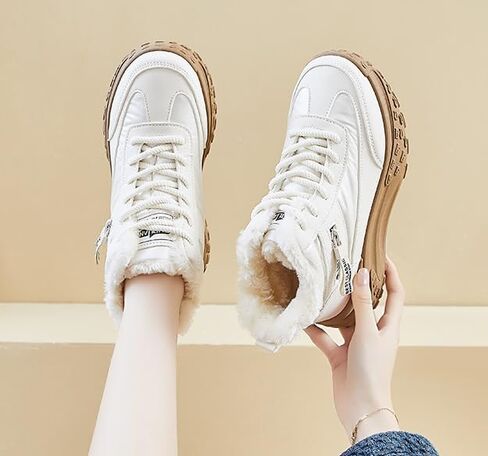 Womens Snow Boots Warm Winter Boots Ladies Fur Lined Ankle Boots Lace Up Outdoor Boots Anti-Slip Sneakers Waterproof Walking Shoes in Saudi Arabia