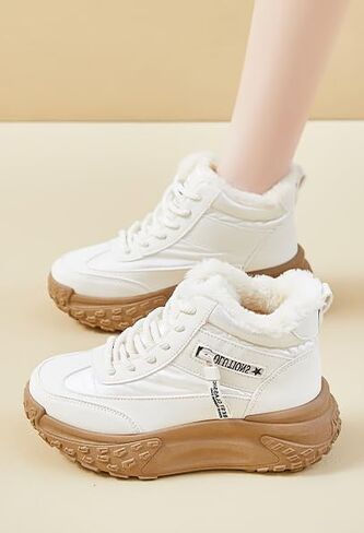 Womens Snow Boots Warm Winter Boots Ladies Fur Lined Ankle Boots Lace Up Outdoor Boots Anti-Slip Sneakers Waterproof Walking Shoes in Saudi Arabia
