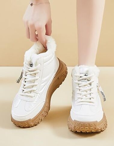 Womens Snow Boots Warm Winter Boots Ladies Fur Lined Ankle Boots Lace Up Outdoor Boots Anti-Slip Sneakers Waterproof Walking Shoes in Saudi Arabia