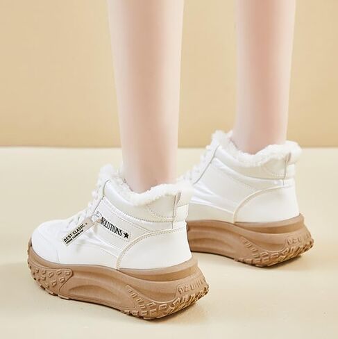 Womens Snow Boots Warm Winter Boots Ladies Fur Lined Ankle Boots Lace Up Outdoor Boots Anti-Slip Sneakers Waterproof Walking Shoes in Saudi Arabia