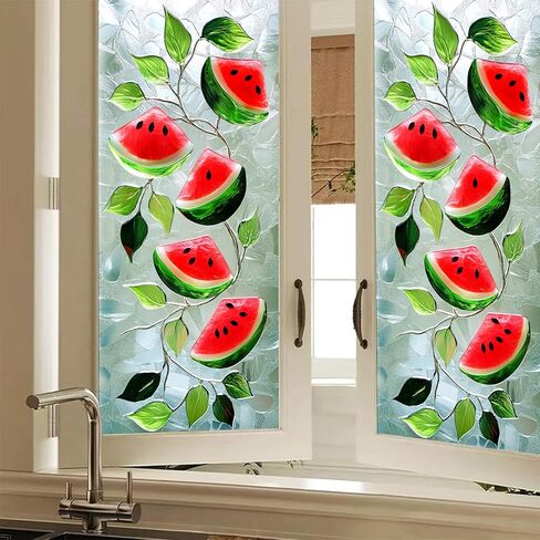 الخصوصية نافذة الفيلم أوراق الاستوائية الزخرفية نافذة التشبث ثابت الزجاج الملون نمط الزجاج ملصق للحمام مطبخ مجلس الوزراء لوحة الباب 17.7 × 39.3 بوصة in Kuwait