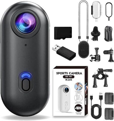 POV 4K Pro Action Camera, 4k Wearable Body Camera, 170° Wide-Angle, Waterproof, Night Vision, for Running Cycling Swimming Hiking Adventure Etc (Black,128G) in Saudi Arabia