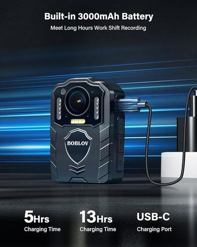 BOBLOV KJ25 1080P Body Cam, 3000mAh with 10-13Hrs Recording M11 Police Body Camera: 3.2K Body Camera with Big Button in Saudi Arabia