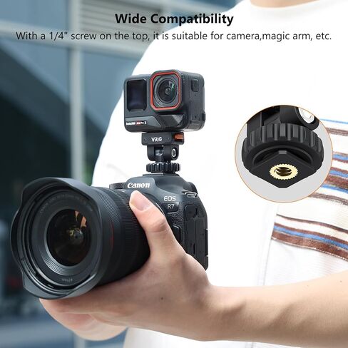 VRIG Cold Shoe Adapter Mount with Magnetic Quick Mount, 180 Tilt Adjustable, Universal Camera Accessory for Insta360 Ace Pro2/Ace Pro/Ace,Camera Adapter with 1/4" Screw Hole for Tripod, Monopod in Kuwait