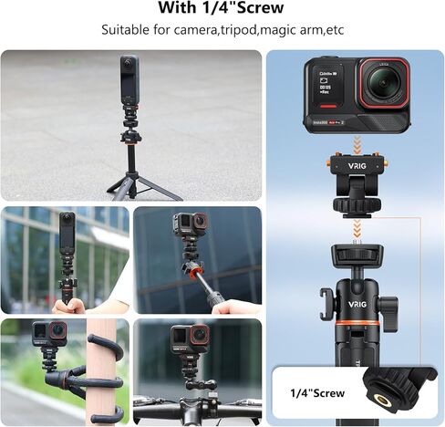 VRIG Cold Shoe Adapter Mount with Magnetic Quick Mount, 180 Tilt Adjustable, Universal Camera Accessory for Insta360 Ace Pro2/Ace Pro/Ace,Camera Adapter with 1/4" Screw Hole for Tripod, Monopod in Kuwait