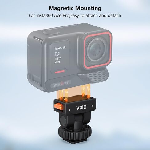 VRIG Cold Shoe Adapter Mount with Magnetic Quick Mount, 180 Tilt Adjustable, Universal Camera Accessory for Insta360 Ace Pro2/Ace Pro/Ace,Camera Adapter with 1/4" Screw Hole for Tripod, Monopod in Kuwait