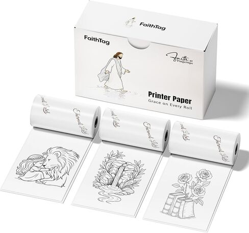 مجموعة طابعة FaithTag F21 للكتاب المقدس مع 12 لفة من الملصقات مقاس 2 بوصة (أبيض*3 + شفاف*3 + ذهبي*3 + متعدد الألوان*3 in Kuwait