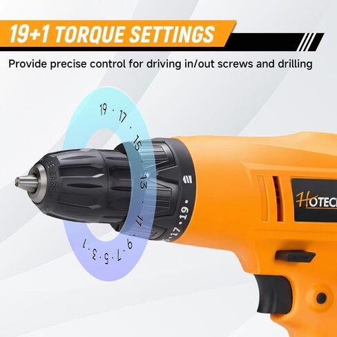 Hoteche 320W 10mm Torque Drill, 19+1 Torque Settings Corded Electric Drill for Metal (10mm) & Wood (20mm), Yellow, Color Box Packaging in Saudi Arabia