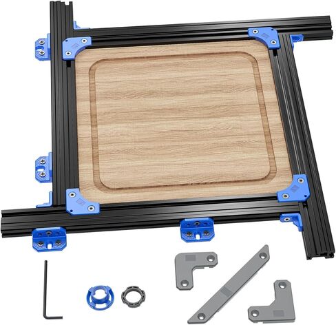 Juice Groove Router Jig, Adjustable Guide for 18"x18" Cutting Boards w/Corner Guides | Create Perfect Square/Round/Triangle Handle Grooves | Easy-Slide Smooth Finish, Black (Black) in Kuwait