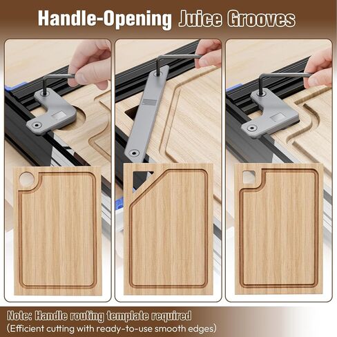 Juice Groove Router Jig, Adjustable Guide for 18"x18" Cutting Boards w/Corner Guides | Create Perfect Square/Round/Triangle Handle Grooves | Easy-Slide Smooth Finish, Black (Black) in Kuwait