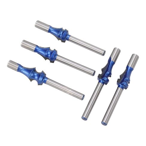 مجموعة لقم التوجيه المعمارية، 1/4 ساق من سبائك فولاذ التنغستن، 5 أحجام للأعمال الخشبية، MDF، لوح الجسيمات - تدفق قاطع، طلاء أزرق نانو، أداء قطع سلس in Kuwait