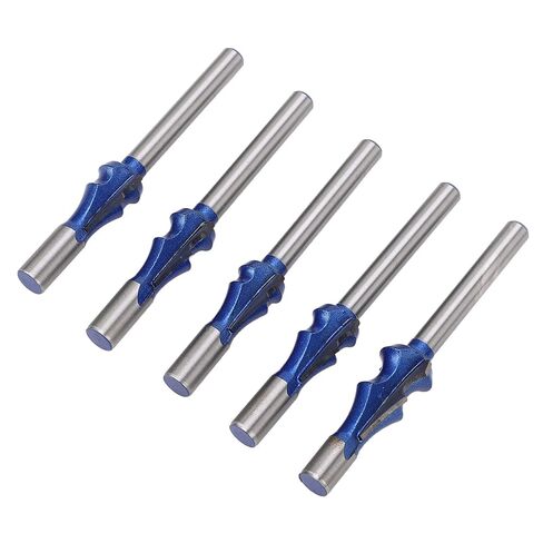 مجموعة لقم التوجيه المعمارية، 1/4 ساق من سبائك فولاذ التنغستن، 5 أحجام للأعمال الخشبية، MDF، لوح الجسيمات - تدفق قاطع، طلاء أزرق نانو، أداء قطع سلس in Kuwait