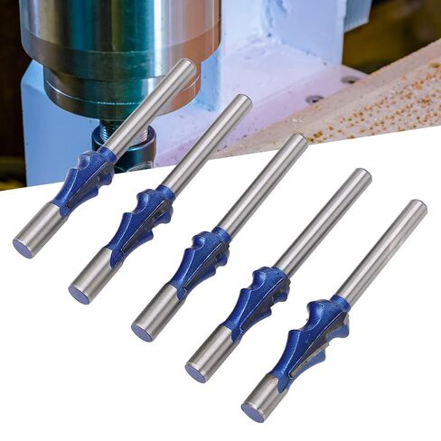 مجموعة لقم التوجيه المعمارية، 1/4 ساق من سبائك فولاذ التنغستن، 5 أحجام للأعمال الخشبية، MDF، لوح الجسيمات - تدفق قاطع، طلاء أزرق نانو، أداء قطع سلس in Kuwait
