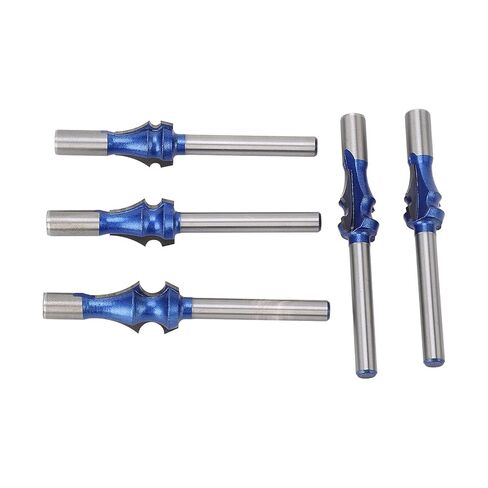 مجموعة لقم التوجيه المعمارية، 1/4 ساق من سبائك فولاذ التنغستن، 5 أحجام للأعمال الخشبية، MDF، لوح الجسيمات - تدفق قاطع، طلاء أزرق نانو، أداء قطع سلس in Kuwait