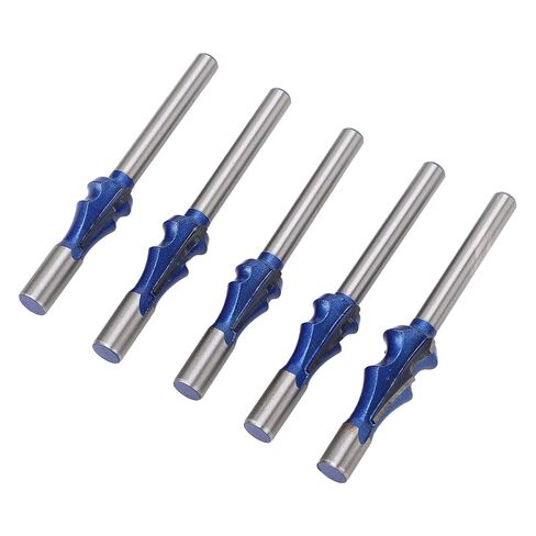 مجموعة لقم التوجيه المعمارية، 1/4 ساق من سبائك فولاذ التنغستن، 5 أحجام للأعمال الخشبية، MDF، لوح الجسيمات - تدفق قاطع، طلاء أزرق نانو، أداء قطع سلس in Kuwait