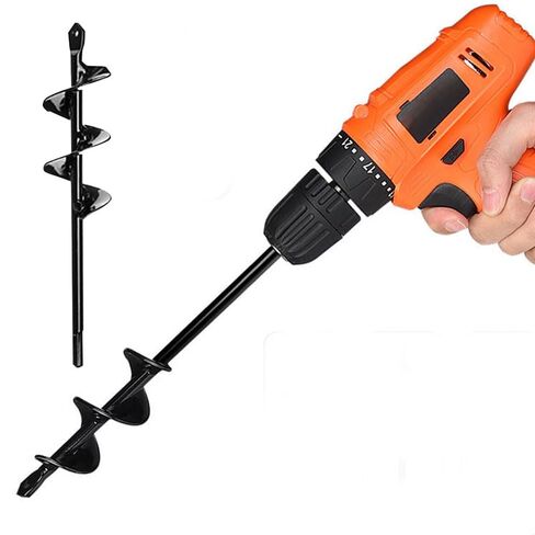 Auger Drill Bit for Planting, Heavy Duty Black Metal Mixing & Drilling Tool, Garden Spiral Hole and Bulb Planter Tool for Gardening, Construction, DIY Projects in Saudi Arabia
