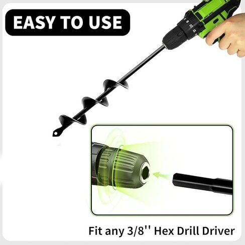 Auger Drill Bit for Planting, Heavy Duty Black Metal Mixing & Drilling Tool, Garden Spiral Hole and Bulb Planter Tool for Gardening, Construction, DIY Projects in Saudi Arabia