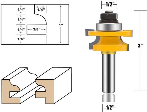 LEATBUY 1/2-Inch Shank 3 PCS Router Bit Set, Round Over Raised Panel Cabinet Door Rail and Stile Router Bits, Woodworking Wood Cutter, Wood Carbide Groove Tongue Milling Tool(1/4-Round) in Saudi Arabia