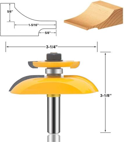 LEATBUY 1/2-Inch Shank 3 PCS Router Bit Set, Round Over Raised Panel Cabinet Door Rail and Stile Router Bits, Woodworking Wood Cutter, Wood Carbide Groove Tongue Milling Tool(1/4-Round) in Saudi Arabia