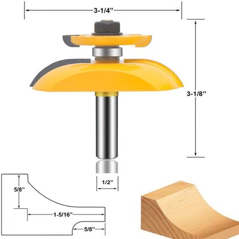 LEATBUY 1/2-Inch Shank 3 PCS Router Bit Set, Round Over Raised Panel Cabinet Door Rail and Stile Router Bits, Woodworking Wood Cutter, Wood Carbide Groove Tongue Milling Tool(1/4-Round) in Saudi Arabia