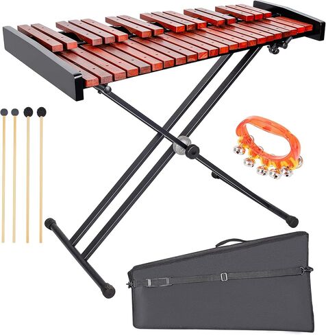 37 نوت إكسيليفون إكسيليفون خشبي احترافي مع حامل قابل للتعديل للارتفاع، 4 مطارق، جرس يدوي وحقيبة حمل (40.6 بوصة) in Kuwait