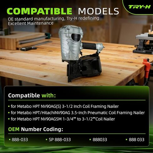 888-033 Piston Driver Aftermarket Replacement for Metabo HPT NV90AGSM Coil Nailer NV90AG(S) /HitachiNV90AG Pneumatic Coil Framing Nailer 2Pcs Replace# SP 888-033 888033 888 033 in Saudi Arabia
