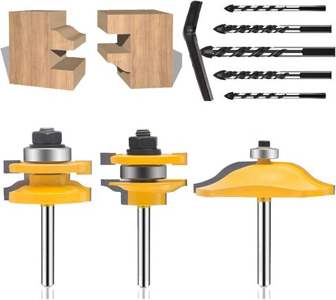 LEATBUY 1/2-Inch Shank 3 PCS Router Bit Set, Round Over Raised Panel Cabinet Door Rail and Stile Router Bits, Woodworking Wood Cutter, Wood Carbide Groove Tongue Milling Tool(1/4-Round) in Saudi Arabia