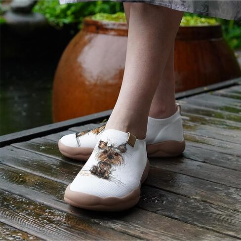 Women's Comfort Soft Walking Shoes Slip On Sneakers Knitted Art Painted Casual Loafers in Saudi Arabia