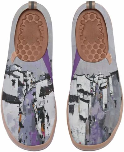 Women's Comfort Soft Walking Shoes Slip On Sneakers Knitted Art Painted Casual Loafers in Saudi Arabia
