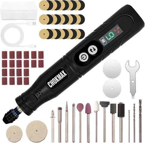 Cordless Rotary Tool, 6-Speed Working Sreen Display Grinder Kit with Universal Collet and Front LED Light, 68 Accessories Art Craft Tool for Engraving, Sanding, Polishing, Drilling, Grinding in Saudi Arabia