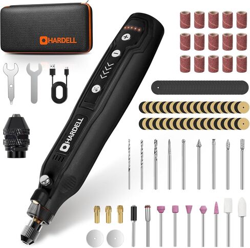HARDELL Mini Cordless Rotary Tool, 5-Speed and USB Charging Rotary Tool Kit with 71 Accessories, Multi-Purpose 3.7V DIY Craft Tool for Sanding, Polishing, Drilling, Engraving (Black) in Kuwait
