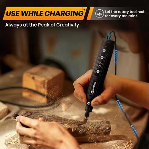 HARDELL Mini Cordless Rotary Tool, 5-Speed and USB Charging Rotary Tool Kit with 71 Accessories, Multi-Purpose 3.7V DIY Craft Tool for Sanding, Polishing, Drilling, Engraving (Black) in Kuwait