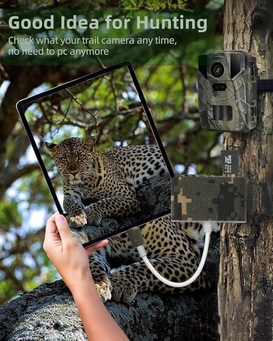عارض بطاقة كاميرا Trail: عرض سريع للنسخ الاحتياطي لحفظ صور ومقاطع فيديو صيد الغزلان، وقارئ بطاقات SD لكاميرا Hunters Trail & Game لهاتف iPhone 17 Pro Max أو إصدار سابق وAndroid (التمويه الإلكتروني) in Kuwait