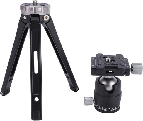 Gugxiom Aluminum Desktop Mini Tripod with 360 Ball Head, Arca Swiss Quick Release Plate Tabletop Camera Stand for DSLR Vlogging, 11lbs Load Adjustable Height Macro Video (Gold) in Saudi Arabia