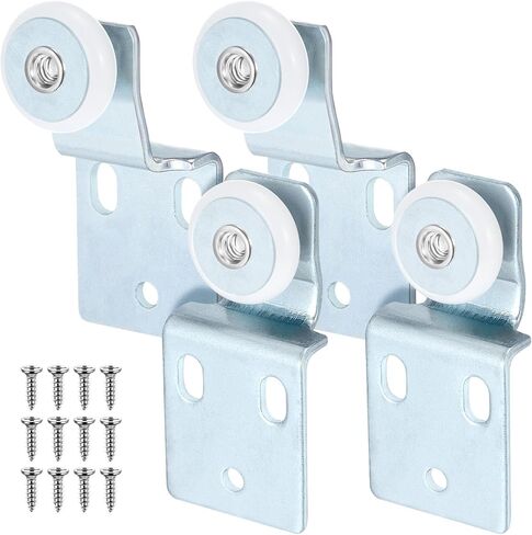 Blulu 4 Pack Sliding Closet Door Roller Kit تشمل مسامير أسطوانات باب خزانة أجهزة لتجاوز أعلى معلق ، 1/2 بوصة و 7/8 بوصة إزاحة in Saudi Arabia