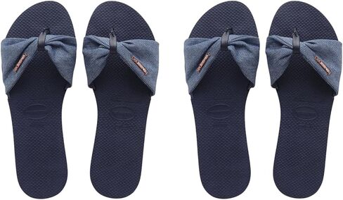 صندل نسائي من Havaianas You St. Tropez Shine Flip Flop، أزرق داكن، 7-8 M US، عبوة من قطعتين in Saudi Arabia