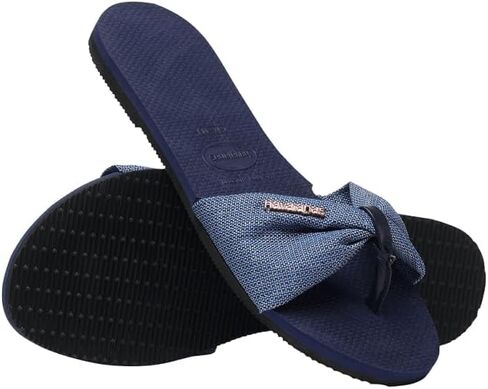 صندل نسائي من Havaianas You St. Tropez Shine Flip Flop، أزرق داكن، 7-8 M US، عبوة من قطعتين in Saudi Arabia