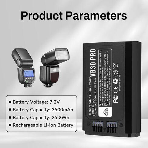 2-Pack VB26 VB30 Battery Replacement for GODOX V1C V1F V1N V1S V1Pro-C V1Pro-F V1Pro-N V1Pro-S V1Pro-O V100-C V100-F V100-N V100-S V100-O V860III-C V860III-F V860III-N V860III-S Camera Flash Speedlite in Saudi Arabia