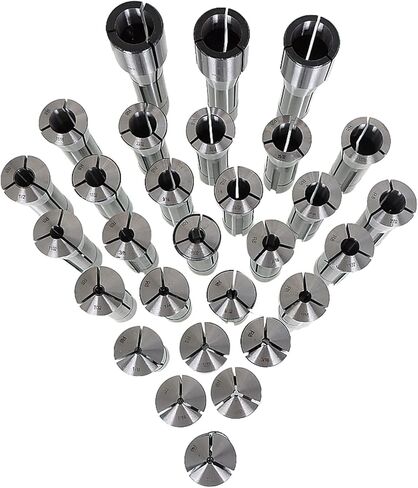 29Pcs R8 Collet Set 1/32-1 Threaded Internally 7/16-20 Mill Chuck Holder High Accuracy Round Spring Collet for Mill Machine in Saudi Arabia