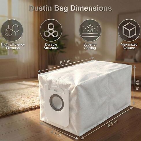 10-Pack Dust Bags Compatible with bObsweep Dustin & Orb-i Self-Emptying Robot Vacuum 3.5L Bags Replacement Parts Accessories - White in Saudi Arabia