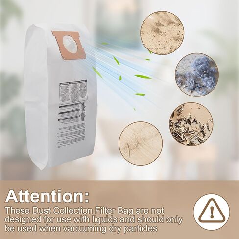 أكياس فلتر تجميع الغبار 9193200 للمكنسة الكهربائية Shop Vac، 91932 أكياس فلتر للاستعمال مرة واحدة لمتجر Vac 5 جالون مكانس كهربائية مثبتة على الحائط (6 عبوات) in Kuwait