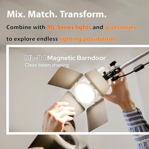 Godox ML-Z Zoom Lens Reflector for ML-Series LED Video Lights, Compatible with ML150Bi, ML80Bi, ML100Bi, ML100R, ML60II Bi, ML60Bi and More, Adjustable Beam Reflector for Flexible Lighting Control in Saudi Arabia