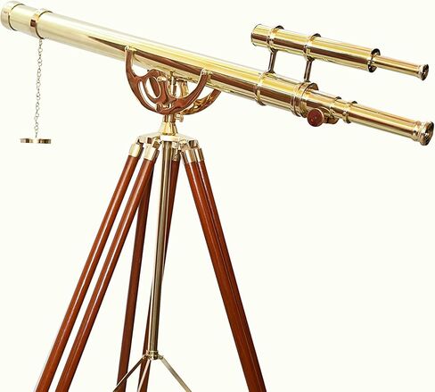 Shiny Brass Finish W/Brown Tripod Anchor Master Sky Watcher Vintage Telescope Maritime Scope Gift in Saudi Arabia
