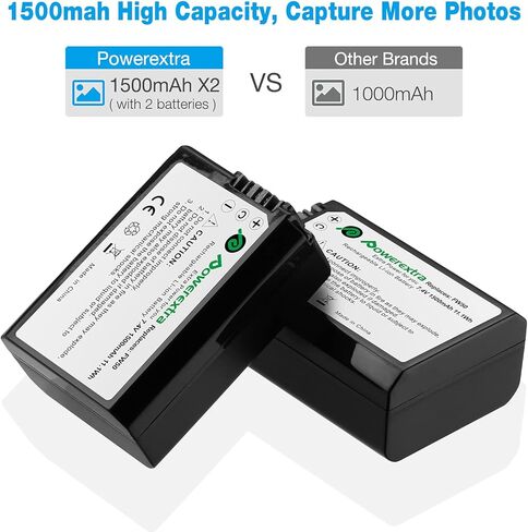 NP-FW50 4 عبوات بطارية وشاحن حائط تيار متردد لكاميرات Sony ZV-E10، Alpha A6000، A6400، A6500، A6300، A5100، A5000، A7، A7II، A7S، A7SII، A7R، A7RII، RX10، RX10II، NEX-3، NEX-3N، NEX-5 in Saudi Arabia