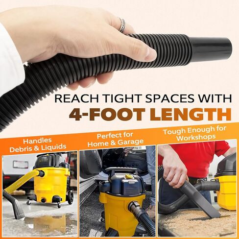 1.25 Inch Diameter x 4 Feet Flexible Hose Vacuums Attachments for Shop-Vac Wet/Dry Vacuums Dust Collection Systems Durable Vinyl, Replacement Craftsman Shop-Vac Hose 9196300 in Saudi Arabia